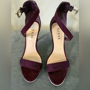 Guess Women's Burgundy Heels with Embellishments
